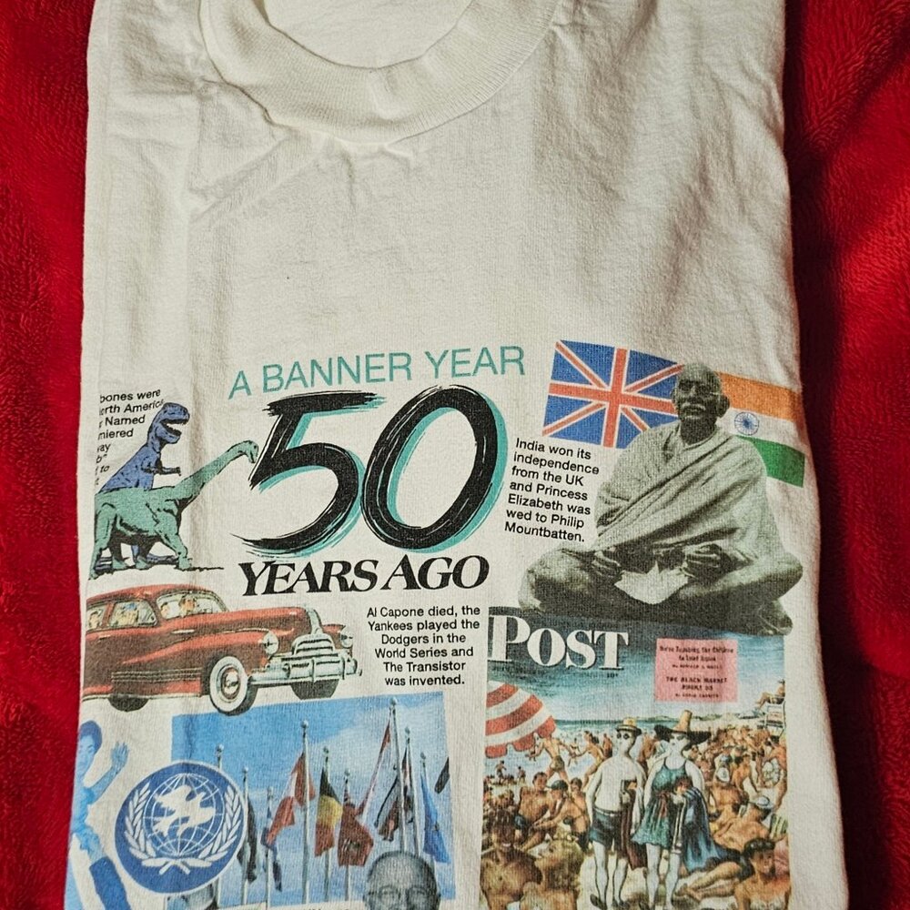 VINTAGE A Banner Year 50 Years Ago Graphic T-shirt Men XL USA 90s